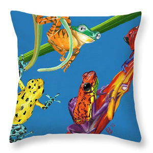 Frog Quartet - Throw Pillow